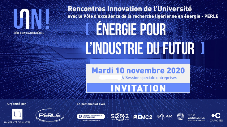 Rencontres Innovation de l'Université de Nantes - Energie pour l'Industrie du Futur (format Webinaire)